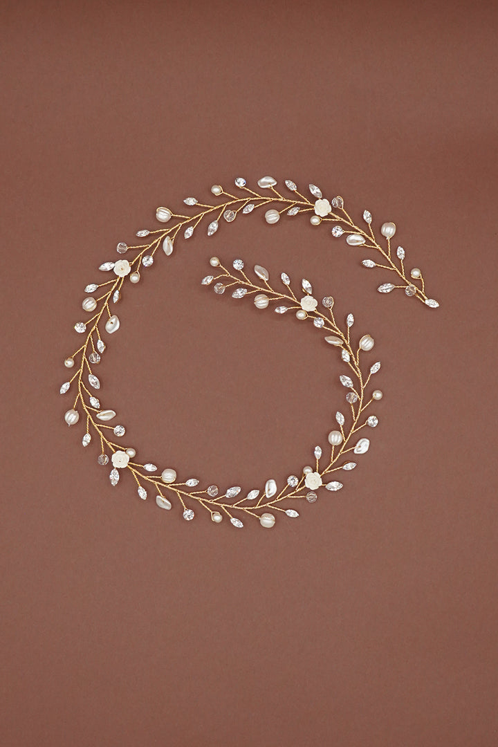 IVORY Swarovski & Pearl Hair Vine