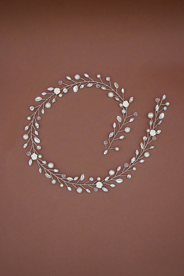 IVORY Swarovski & Pearl Hair Vine