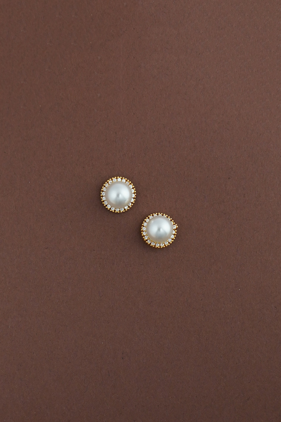 LARA Pearl Simulated Diamond Halo Stud Earrings - Sample Sale