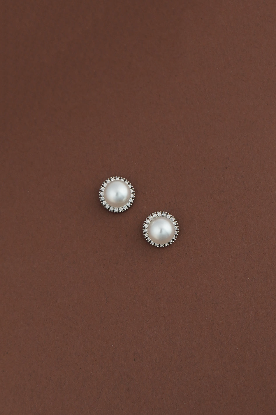 LARA Pearl Simulated Diamond Halo Stud Earrings - Sample Sale