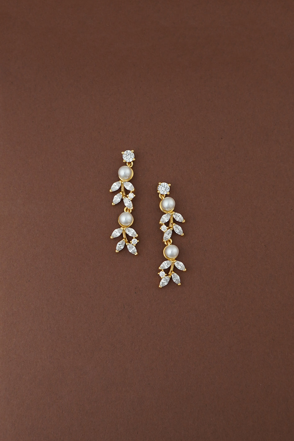 LEEN Simulated Diamond and Pearl Drop Earrings