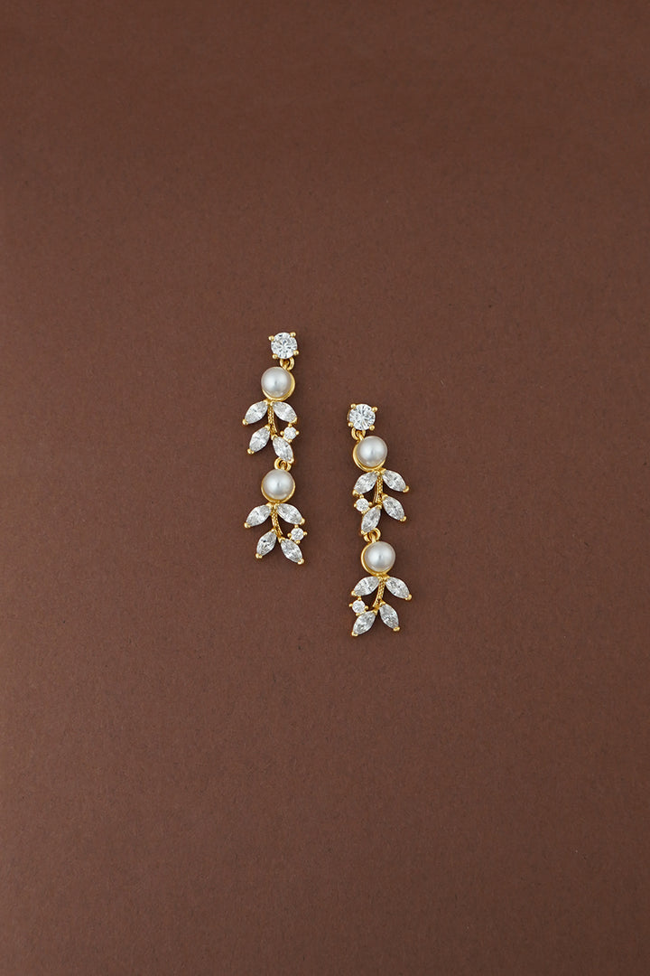 LEEN Simulated Diamond and Pearl Drop Earrings
