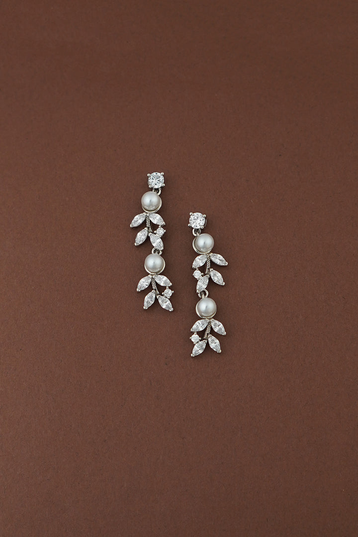 LEEN Simulated Diamond and Pearl Drop Earrings