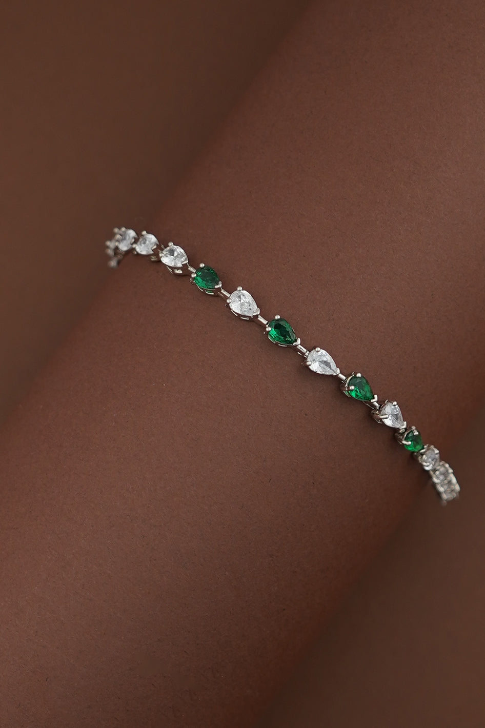 DALA-EMERALD Simulated Diamond Jewelry Set with Necklace, Bracelet, Drop Earrings - Sample Sale
