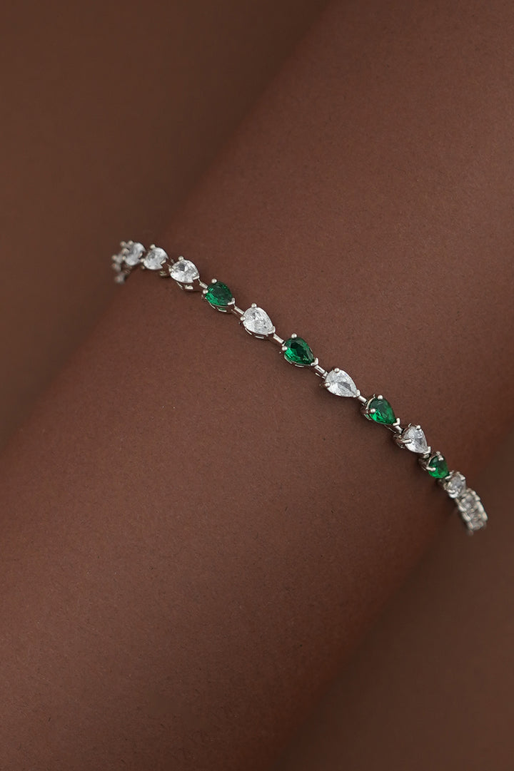 DALA-EMERALD Simulated Diamond Jewelry Set with Necklace, Bracelet, Drop Earrings - Sample Sale