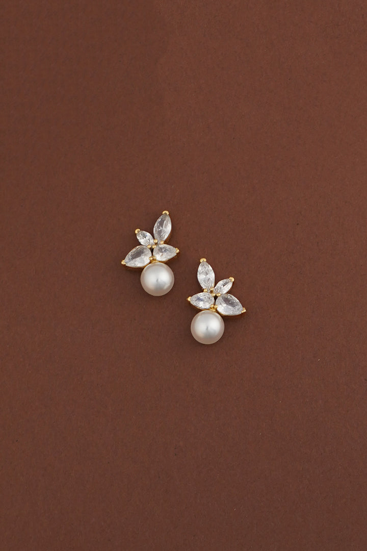 MACEY Simulated Diamond and Pearl Stud Earrings