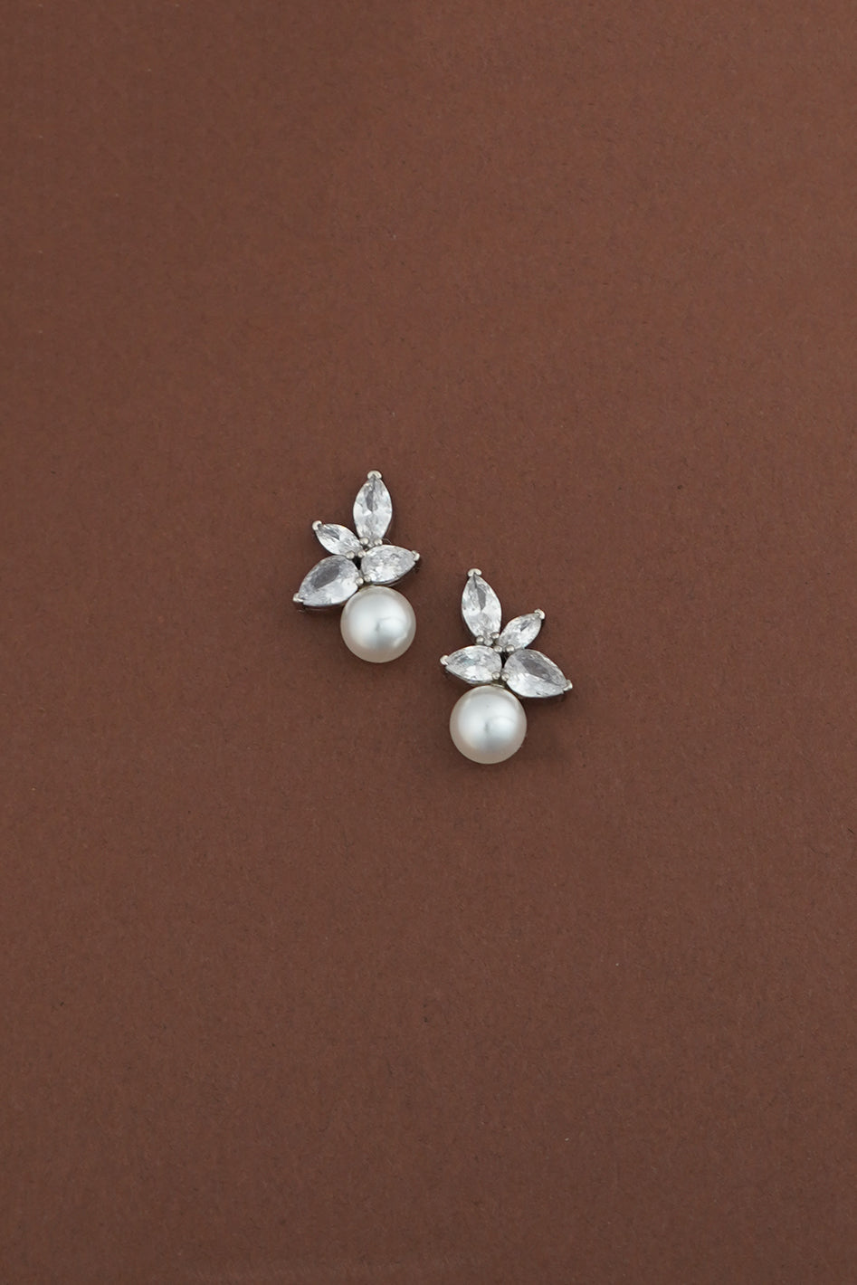 MACEY Simulated Diamond and Pearl Stud Earrings