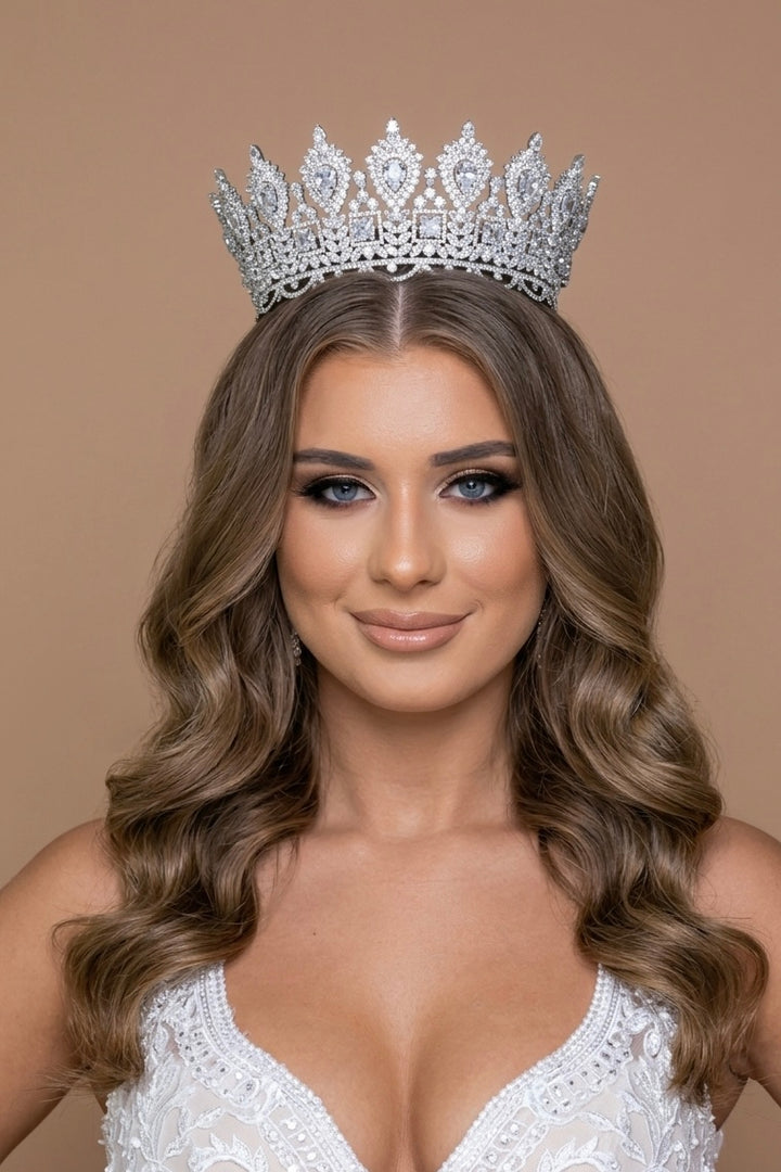 Ellee Real Bride Adorned with MAJESTIC ROYAL Crystal Crown