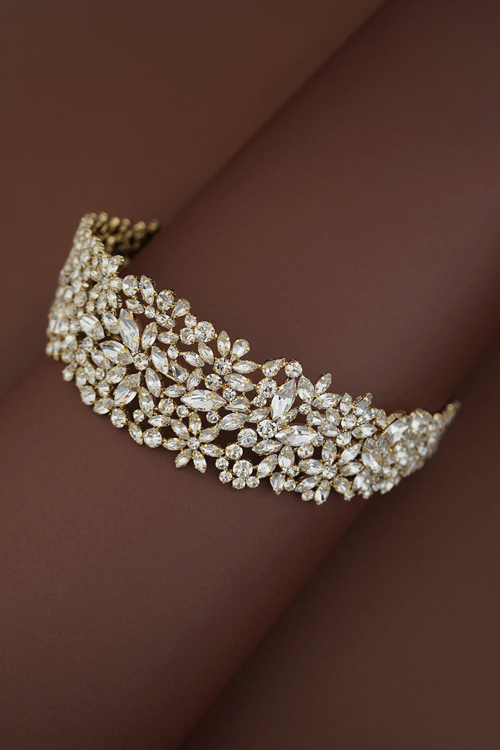 Ellee Real Bride Adorned with NATALIA Swarovski Luxurious Bridal Headpiece