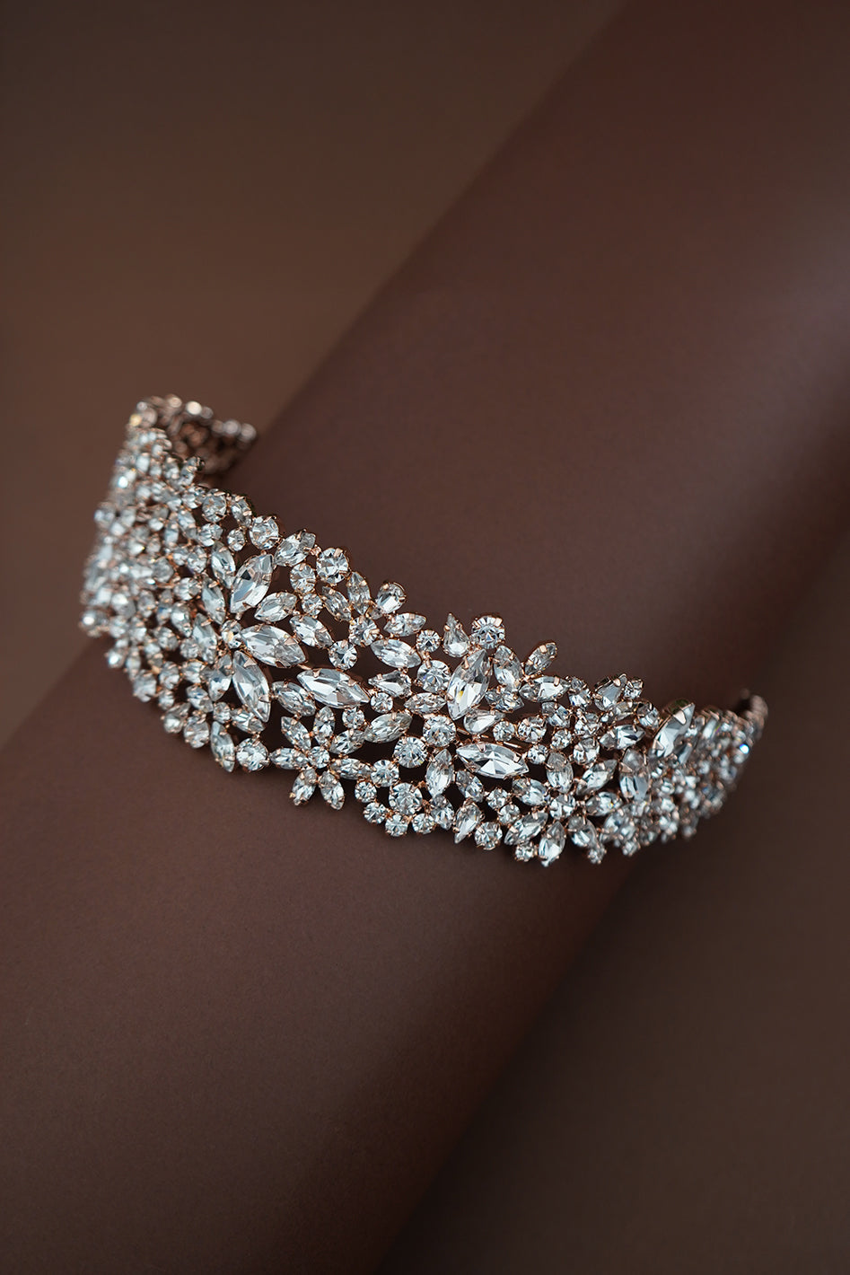 Ellee Real Bride Adorned with NATALIA Swarovski Luxurious Bridal Headpiece