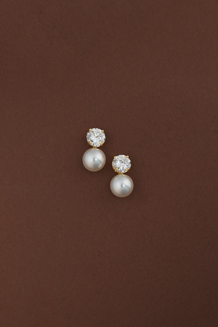 NINA Pearl & Simulated Diamond Stud Earrings