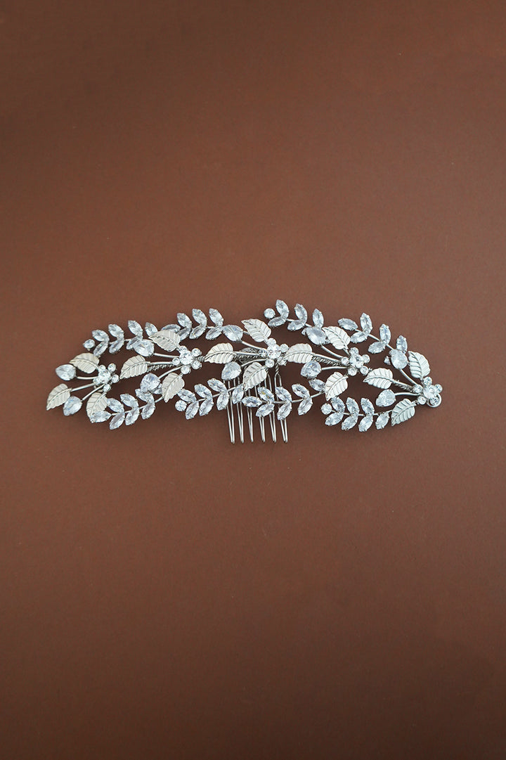 Ellee Real Bride Adorned with RAIN Wedding Headpiece, Swarovski Hair Comb - Side Piece