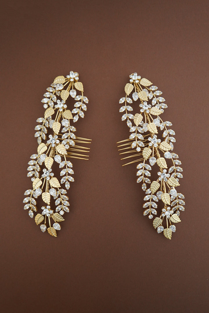 Ellee Real Bride Adorned with RAIN Wedding Headpiece, Swarovski Hair Comb - Side Piece