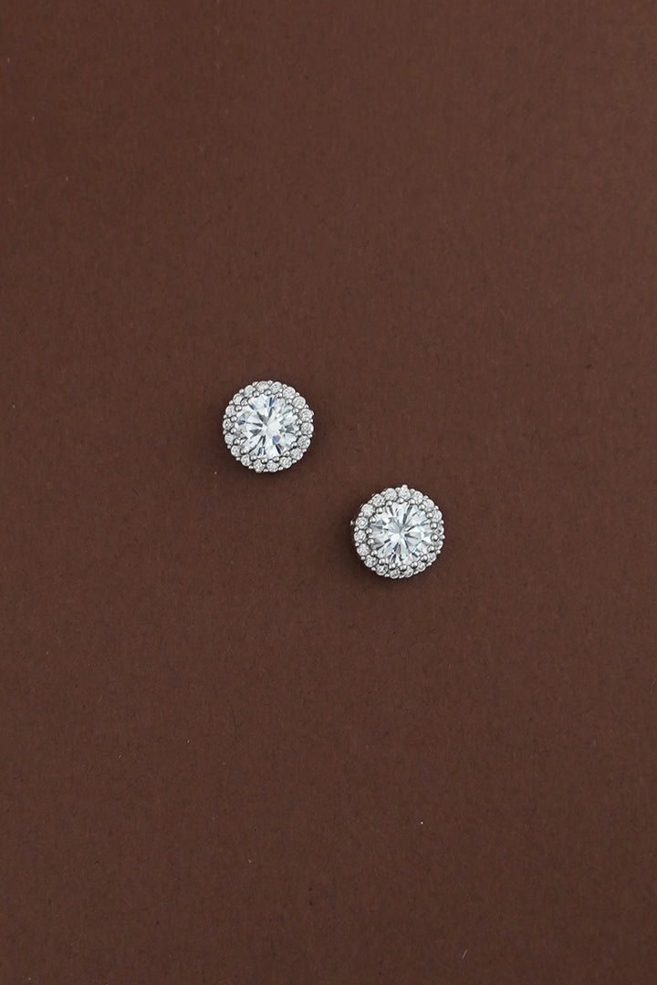 RAVEN Simulated Diamond Halo Stud Halo Earrings