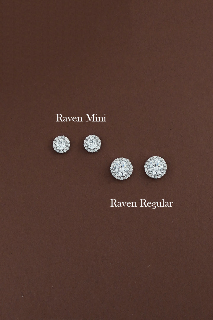 RAVEN Simulated Diamond Halo Stud Halo Earrings