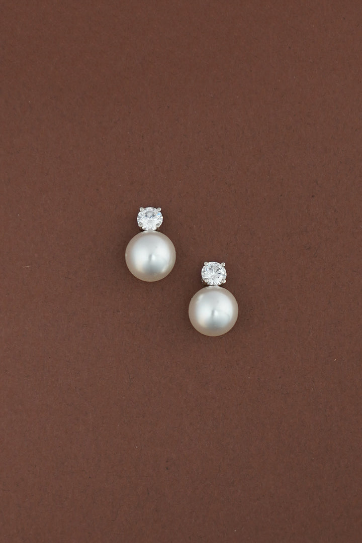 SUTTON Simulated Diamond and Pearl Stud Earrings