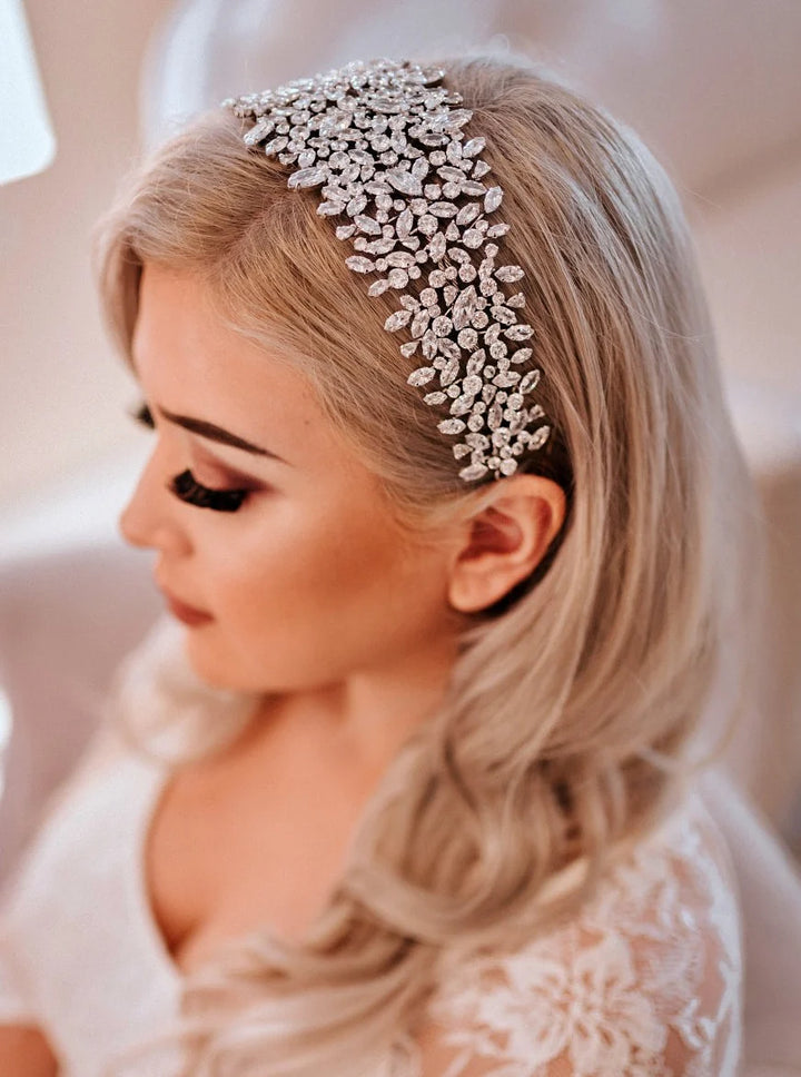 BELLE Wide Rose Gold with Rose Gold Crystals Headband - Sample Sale