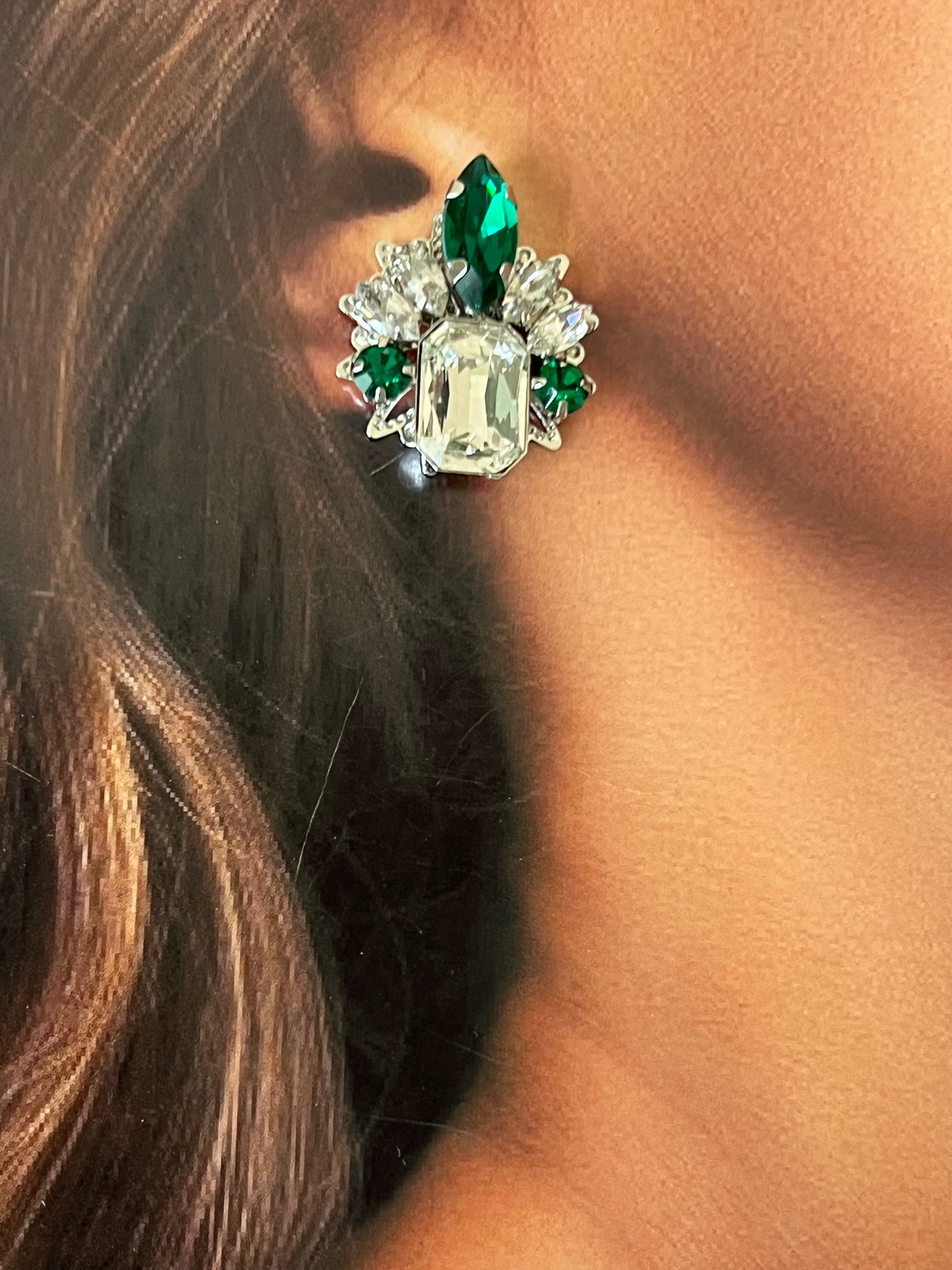 OYA-EMERALD Swarovski Stud Earrings