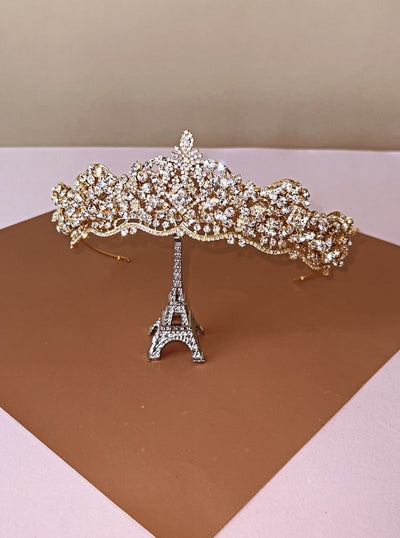 Ellee Real Bride Adorned with LONDON Luxurious Swarovski 3-D Bridal Tiara, Gorgeous Wedding Tiara