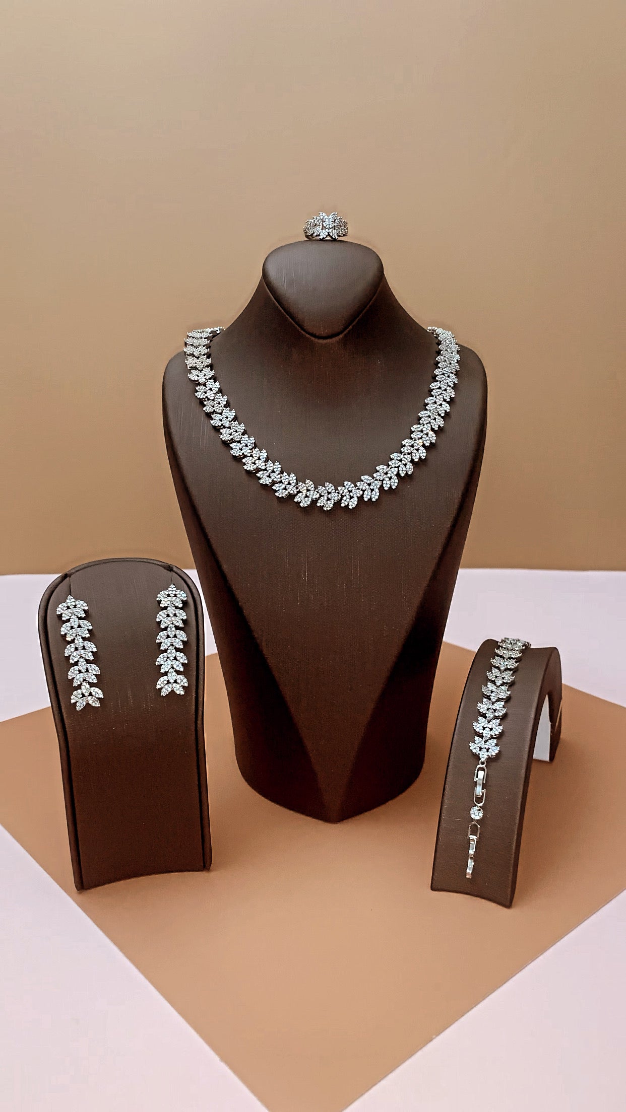 GODDESS Jewelry Set with Necklace, Bracelet, Drop Earrings, and Ring - SAMPLE SALE
