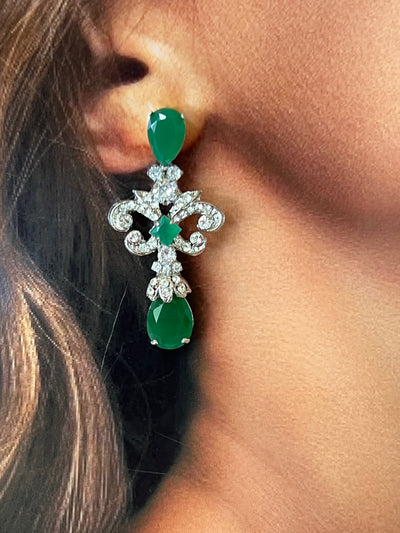 EMERALD Stunning Earrings with Green Swarovski Crystals