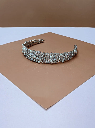 Ellee Real Bride Adorned with NATALI-PEARLS Swarovski Stunning Bridal Headpiece