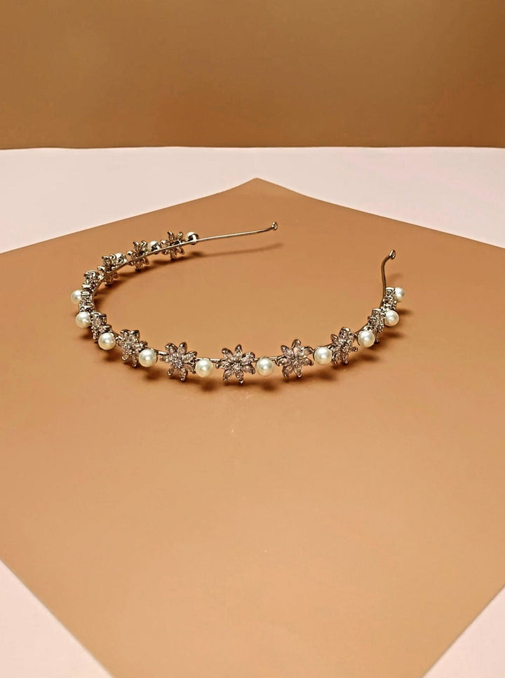 DAVINA-PEARLS and Simulated Diamonds Headband - Sample Sale
