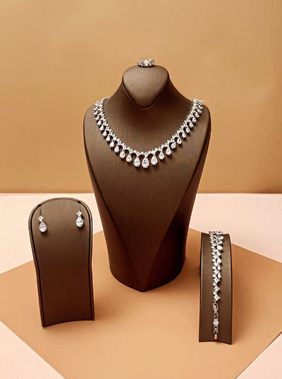 CASANDRA Jewelry Set with Necklace, Bracelet, Tear Drop Earrings and Ring - SAMPLE SALE