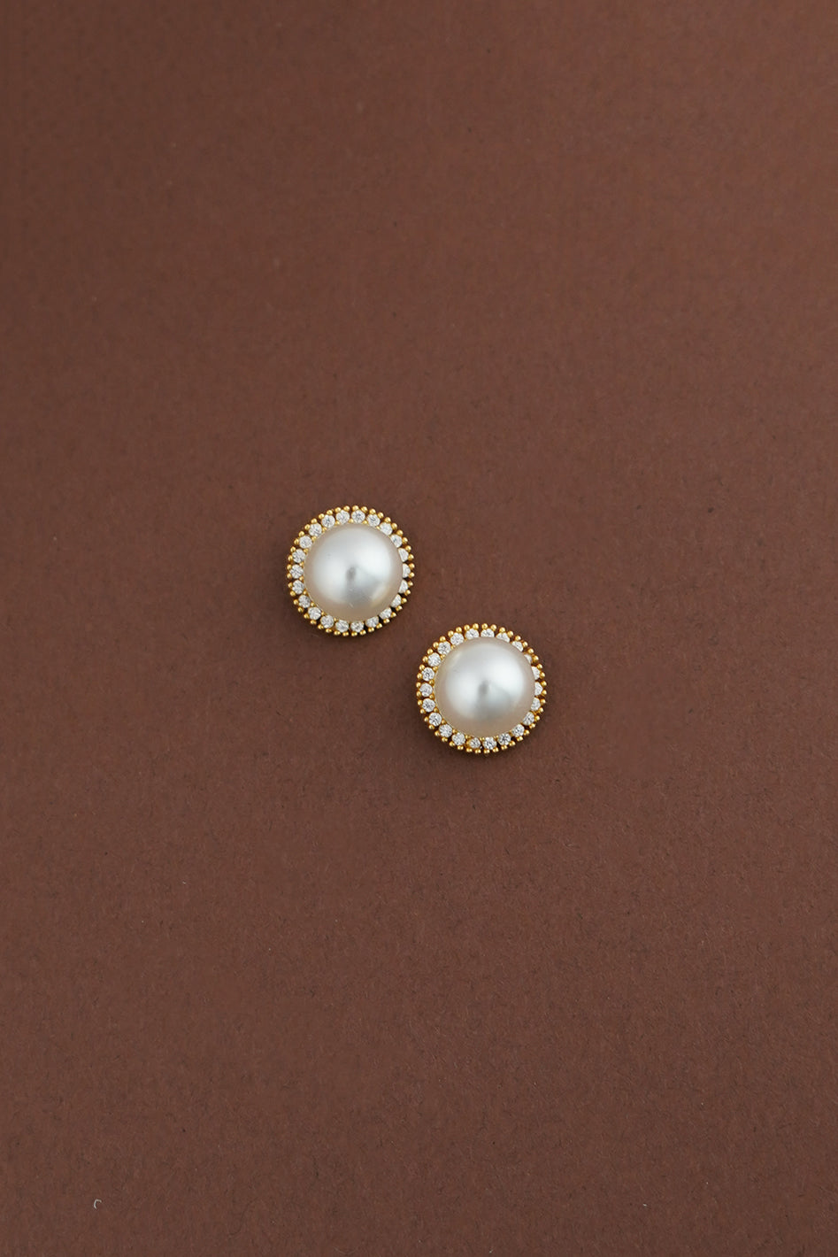 LARA Large Simulated Diamond and Pearl Halo Stud Earrings