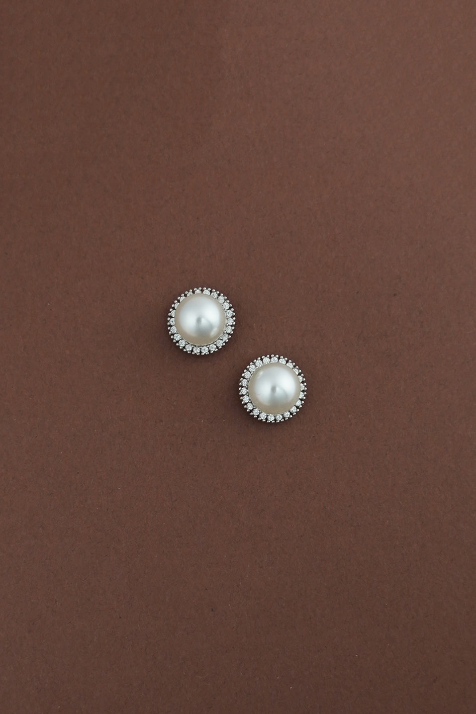 LARA Large Simulated Diamond and Pearl Halo Stud Earrings