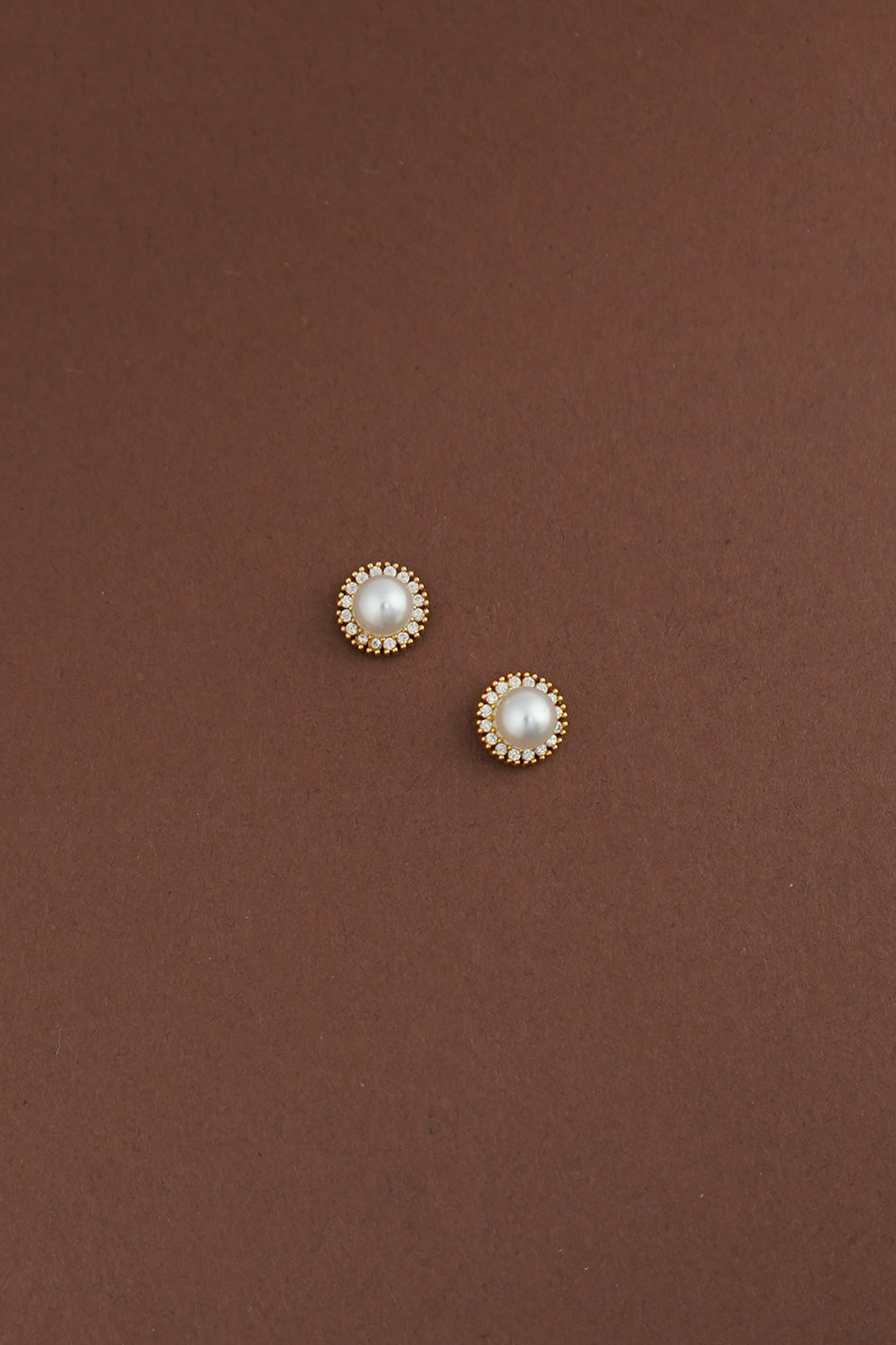 LARA Mini Simulated Diamond and Pearl Halo Stud Earrings