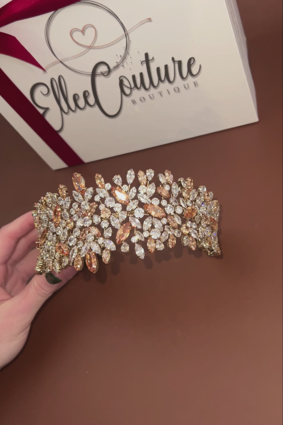 BELLE Gold with Gold Simulated Diamond Headband | Ellee Couture
