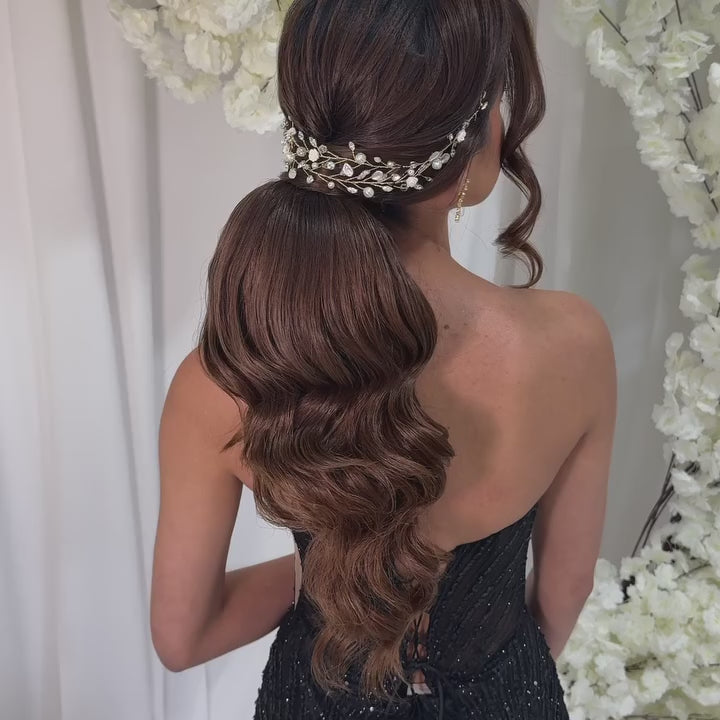 IVORY Swarovski & Pearl Hair Vine