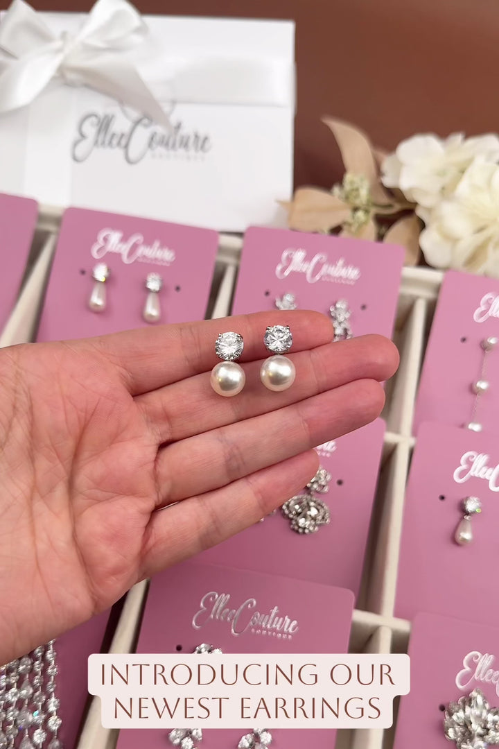 NINA Pearl & Simulated Diamond Stud Earrings