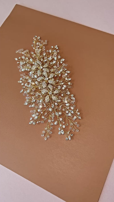 TIFFANY Swarovski Bridal Headpiece with Pearls and Crystals