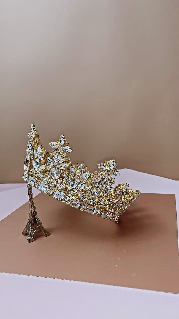 ROYAL LUXE Bridal Full Crown, Regular Crown with Brilliant Swarovski Crystals