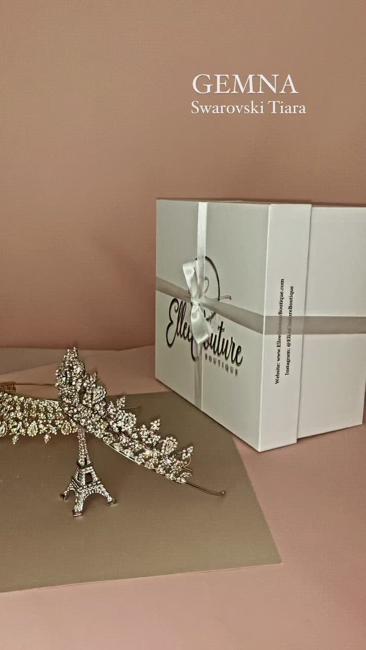 GEMNA Rose Gold Swarovski Luxurious Wedding Tiara 3D Luxury