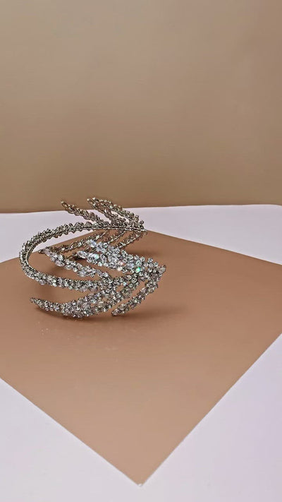 NATASHA Bridal Headband Gold with Gold Swarovski Crystals