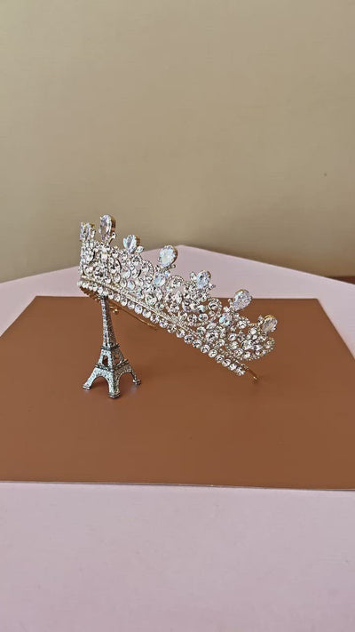 CARINA Swarovski & Pearls Bridal Crown, Wedding Tiara