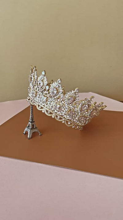 MAJESTIC ROYAL Bridal Full Crown with Brilliant SWAROVSKI Crystals