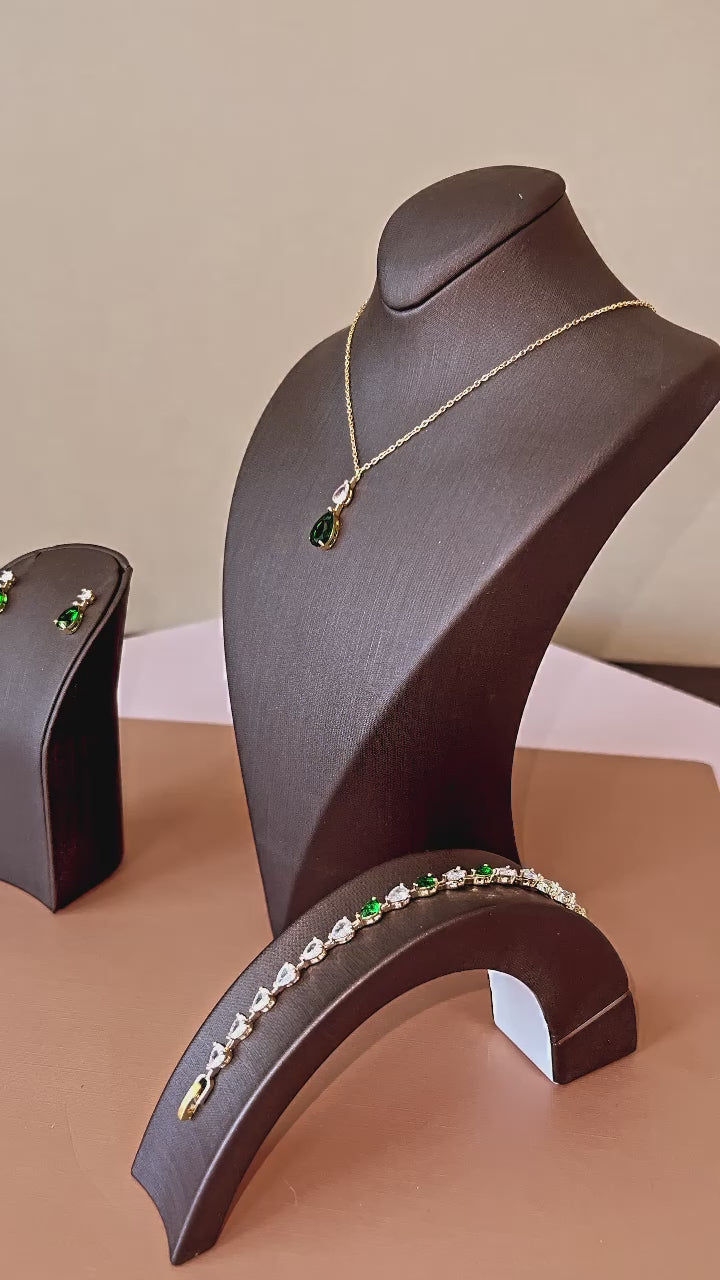 LILIT-EMERALD Swarovski Jewelry Set with Necklace, Bracelet, Drop Earrings