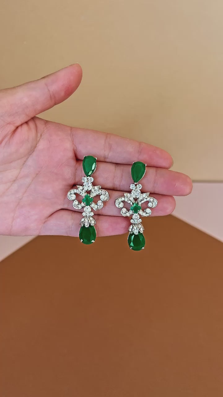 EMERALD Stunning Earrings with Green Swarovski Crystals