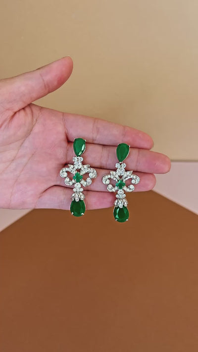 EMERALD Stunning Earrings with Green Swarovski Crystals