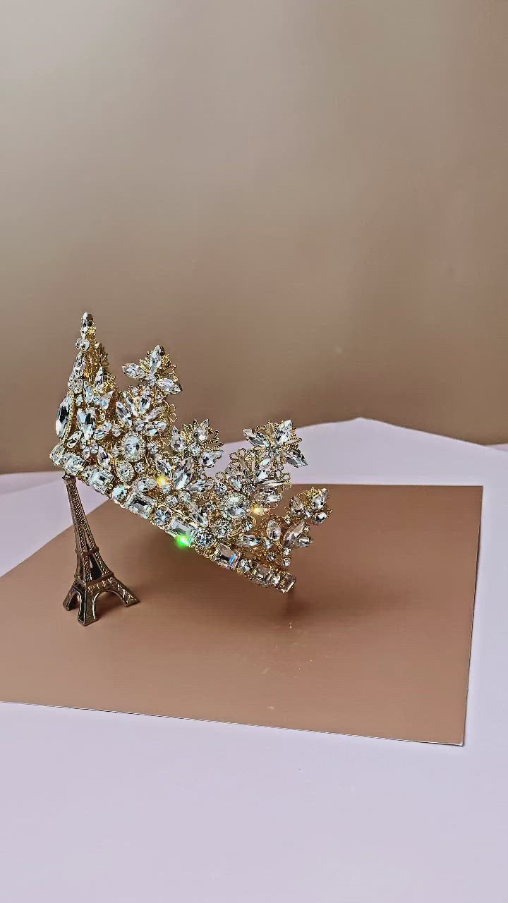 ROYAL LUXE Bridal Full Crown, Regular Crown with Brilliant Swarovski Crystals