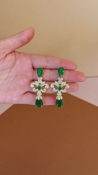 EMERALD Stunning Earrings with Green Swarovski Crystals