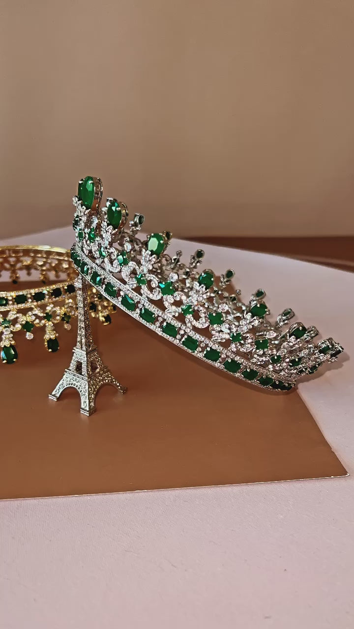 MAJESTIC EMERALD Green Swarovski Most Luxurious Royal Crown