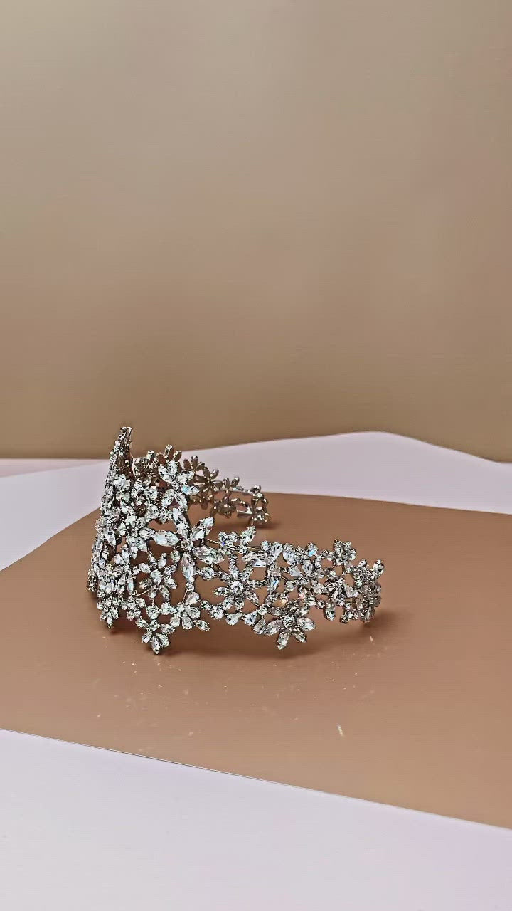 FLORENCE Bridal Headband, Swarovski Crystals Wedding Headpiece