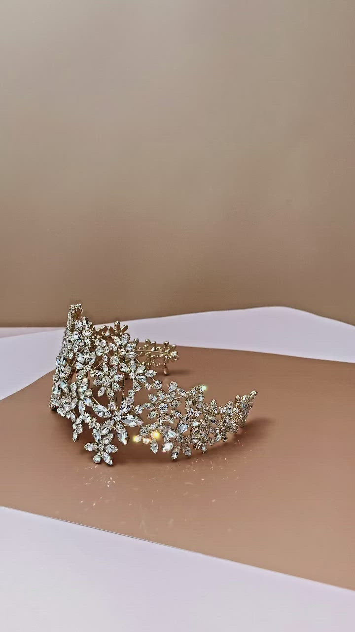 FLORENCE Bridal Headband, Swarovski Crystals Wedding Luxurious Headpiece.