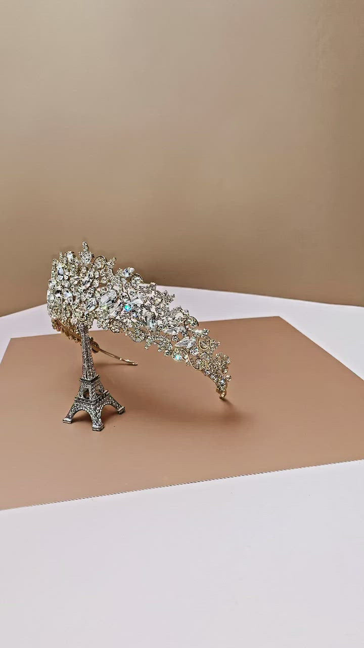 Ellee Real Bride Adorned with ISABELLA Swarovski Bridal Luxurious Tiara - Crown