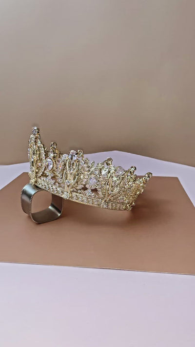 Ellee Real Bride Adorned with ROYALE Luxurious Wedding Full Crown For a Queen - Royal Wedding